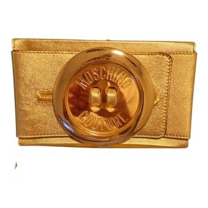 Authentic Moschino Gold Women's Button  Clutch